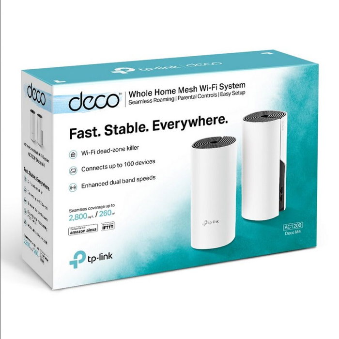 TP-Link Deco M4 AC1200 Sistema Wi-Fi Mesh, Pack de 2, Blanco TP-Link Deco M4 AC1200 Sistema Wi-Fi Mesh, Pack de 2, Blanco