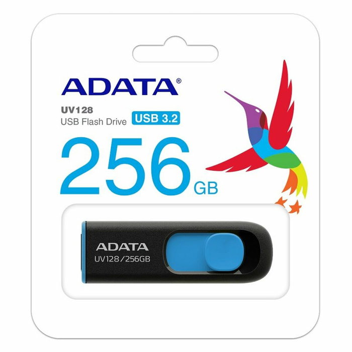 Adata UV128 Pendrive 256GB USB 3.2 Negro/Azul Adata UV128 Pendrive 256GB USB 3.2 Negro/Azul