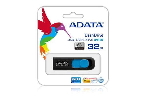 ADATA Pendrive DashDrive UV128 128GB USB 3.2 Gen 1 (USB 3.0) Negro - Unidad Flash USB con Conector Deslizante y Diseño sin Tapa
