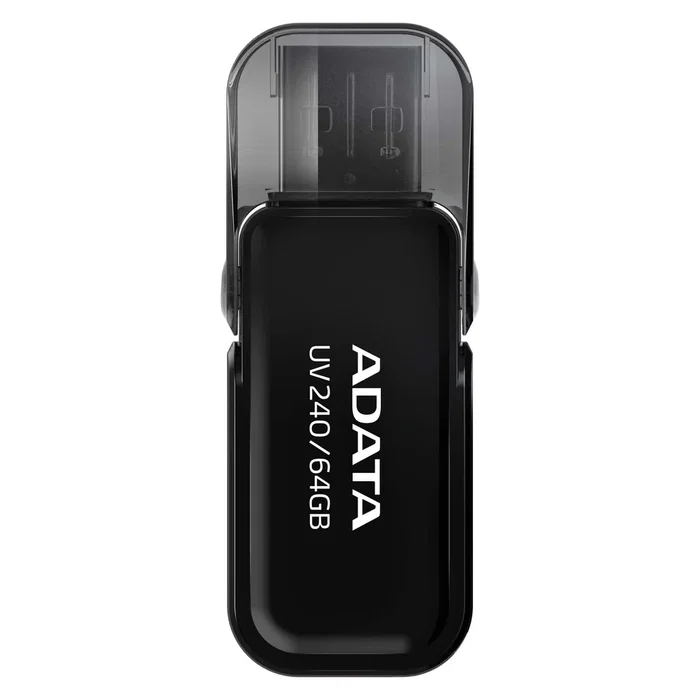 ADATA Pendrive UV240 64GB USB 2.0 Tipo A Negro - Memoria Flash USB con Capucha Abatible
