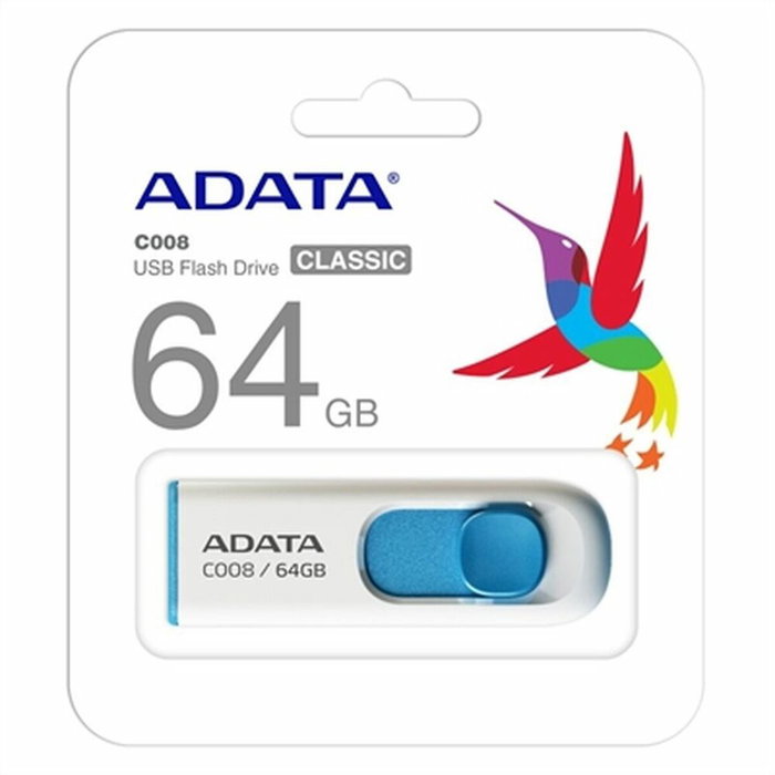 Adata Pendrive C008 64GB USB 2.0 Blanco-Azul