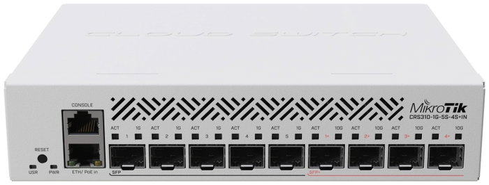 MikroTik CRS310-1G-5S-4S+IN Switch de red gestionado L3 con 4 SFP+ y 5 SFP MikroTik CRS310-1G-5S-4S+IN Switch de red gestionado L3 con 4 SFP+ y 5 SFP