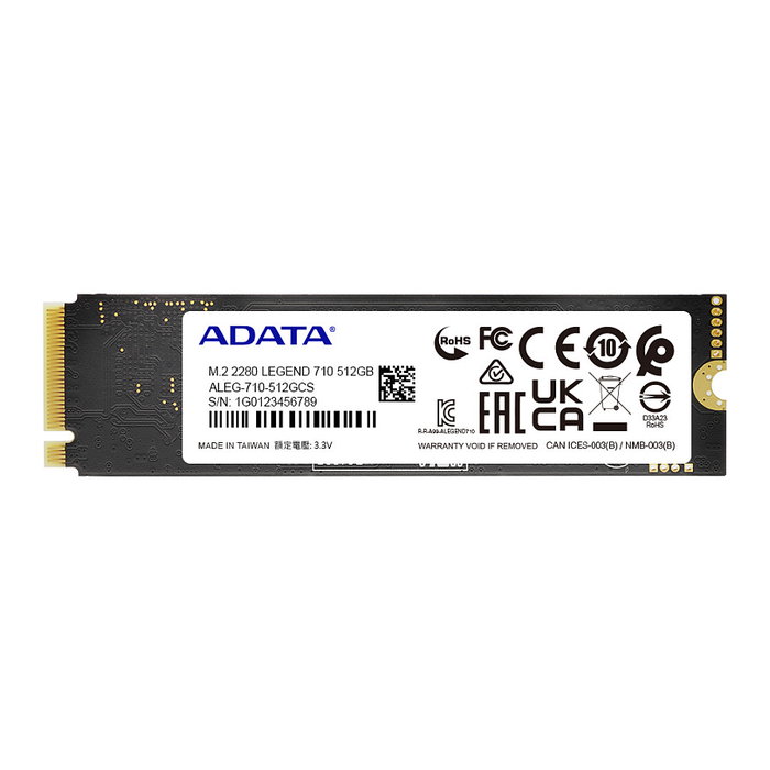 ADATA SSD Legend 710 512 GB M.2 PCIe NVMe 3D NAND - Lectura 2400 MB/s, Escritura 1000 MB/s