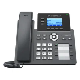 Grandstream Teléfono IP GRP2604P con PoE, 3 Líneas, Audio HD, Pantalla LCD Táctil de 2.48", Negro - para Oficina