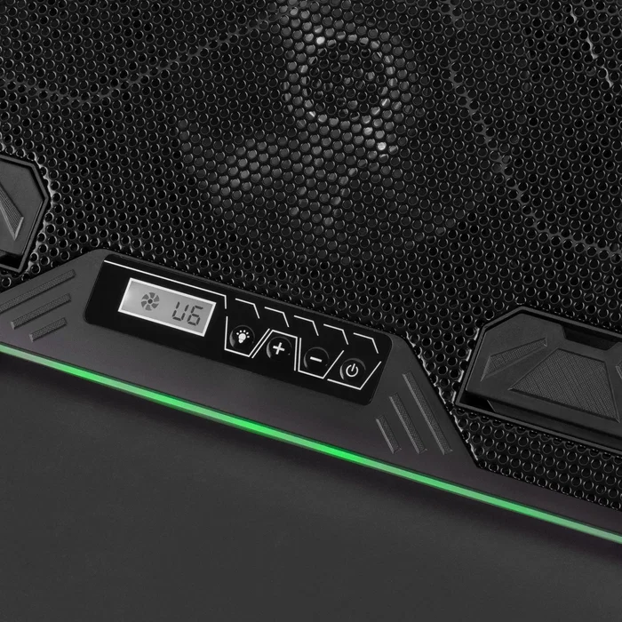 Mars Gaming MNBC6 Base Refrigerante con 3 Ventiladores ARGB para Portátil Gaming hasta 19", Soporte Ergonómico 7 Posiciones con Smartphone Holder y Panel de Control LCD