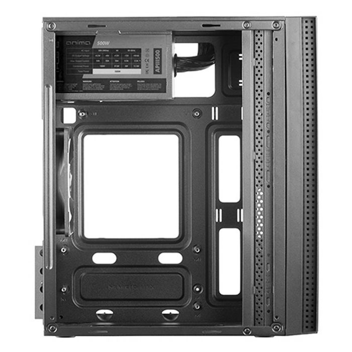 Tacens ACX500 Caja PC Micro-ATX / Mini-ITX con Fuente de Alimentación 500W Incluida, Ventilador Trasero, Soporte para 6 Discos, Panel Frontal Aluminio - Caja Ordenador