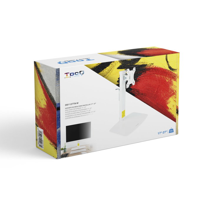 Tooq Soporte de Mesa para TV/Monitor de 17 a 27 Pulgadas Blanco, VESA 75x75/100x100, Peso Máximo 6kg Tooq Soporte de Mesa para TV/Monitor de 17 a 27 Pulgadas Blanco, VESA 75x75/100x100, Peso Máximo 6kg