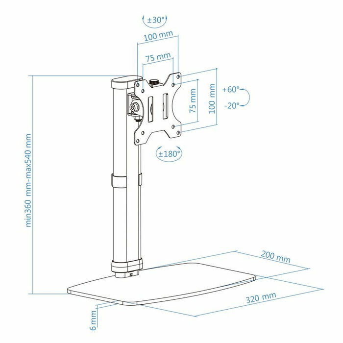 TooQ DB1127TN-W Soporte para Monitor 17-27 Pulgadas Blanco