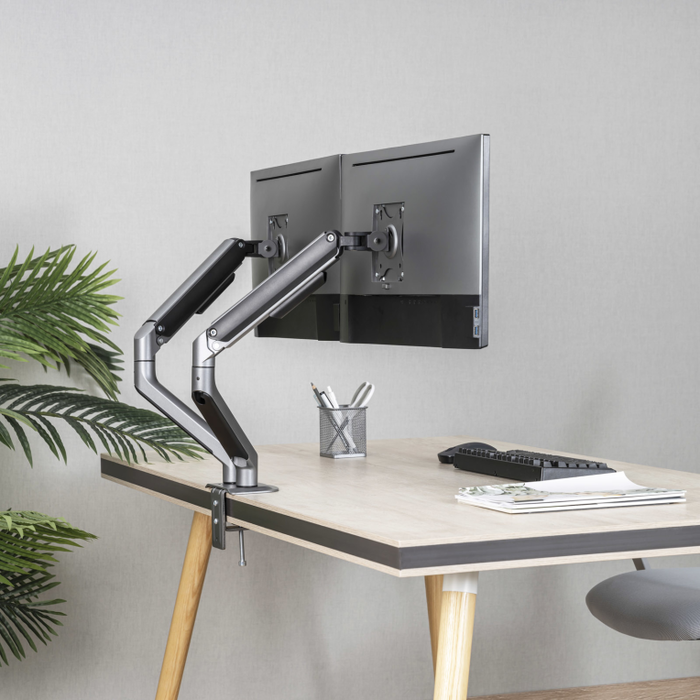 TooQ DB4132TNR-G Soporte para Monitor Doble Escritorio Negro hasta 32" para 2 Pantallas