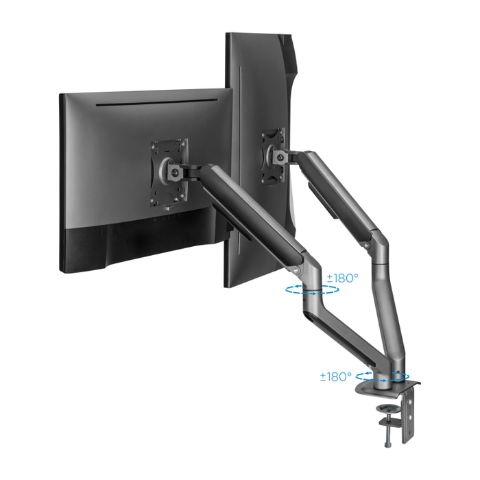 TooQ DB4132TNR-G Soporte para Monitor Doble Escritorio Negro hasta 32" para 2 Pantallas