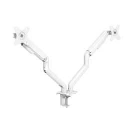 TooQ Soporte de Mesa para 2 Monitores DB4132TNR-W - Giratorio, Inclinable, Altura Ajustable, Compatible 17-32", VESA 75/100, hasta 9kg, Color Blanco