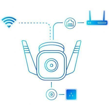 TP-Link Cámara Exterior Tapo TC65 - Cámara WiFi Seguridad 3MP, Visión Nocturna 30m, Alarma Luz/Sonido, IP66, Control por Voz Alexa/Google, Audio Bidireccional, App