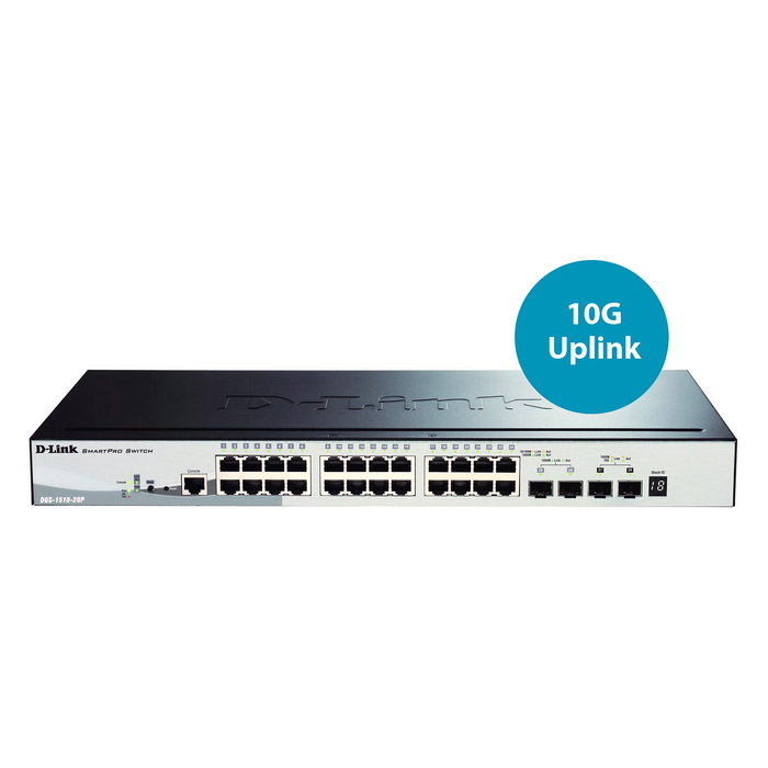 D-Link Switch DGS-1510-28P PoE M Gigabit Ethernet Gestionado 24 Puertos con 2 Puertos SFP+ Apilable L3