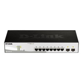 D-Link DGS-1210-10/E M Switch Gestionado L2 con 8 Puertos Gigabit Ethernet + 2 Ranuras SFP, Montaje en Rack 1U, 20 Gbit/s, Negro/Gris