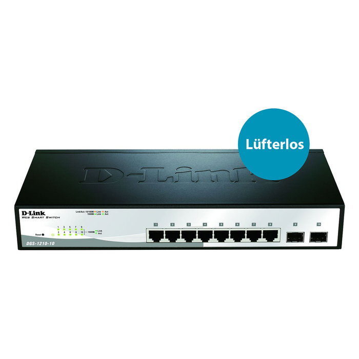 D-Link DGS-1210-10/E M Switch Gestionado L2 Gigabit Ethernet 8 Puertos RJ-45, 2 Puertos SFP D-Link DGS-1210-10/E M Switch Gestionado L2 Gigabit Ethernet 8 Puertos RJ-45, 2 Puertos SFP