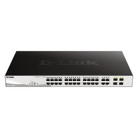 D-Link DGS-1210-28MP/E - Conmutador Gestionado Gigabit 28 Puertos (24 PoE 10/100/1000, 4 Combo SFP, 370W, L2+) - Conmutador de Red Inteligente para Empresa