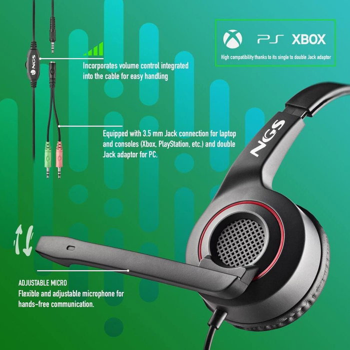 NGS MSX 11 PRO Auriculares de Diadema con Micrófono, Negro