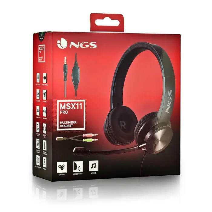 NGS MSX 11 PRO Auriculares Supraurales con Micrófono, Negro