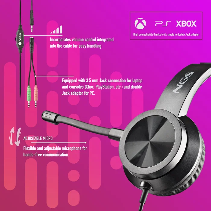 NGS MSX 11 PRO Auriculares Supraurales con Micrófono, Negro