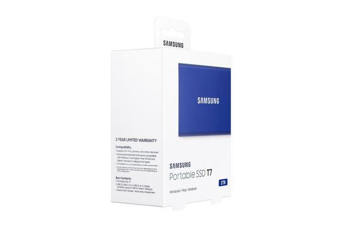 Samsung SSD T7 Portable 2TB NVMe Externo - Azul, Lectura 1050MB/s, Escritura 1000MB/s - Almacenamiento Externo de Alta Velocidad