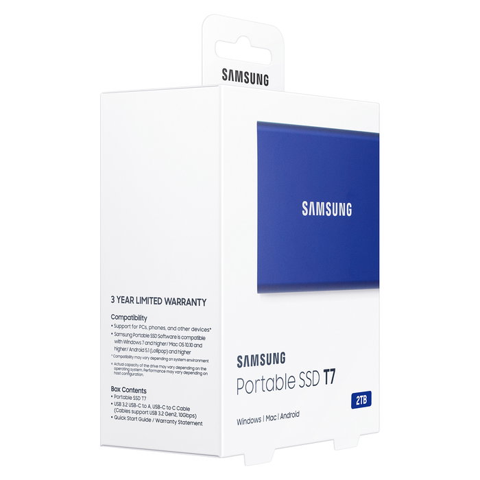 Samsung Portable SSD T7 2TB USB 3.2 Gen2 Azul 1050MB/s