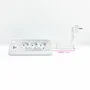 Nanocable 10.37.0013-W Regleta Sobremesa con 3 Tomas, 1 USB-C y 1 USB-A, 18W, LED con Interruptor, Protección Infantil, 1.5 m Cable, Aluminio/Blanco