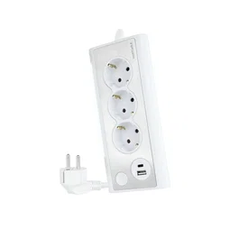 Nanocable 10.37.0013-W Regleta Sobremesa con 3 Tomas, 1 USB-C y 1 USB-A, 18W, LED con Interruptor, Protección Infantil, 1.5 m Cable, Aluminio/Blanco