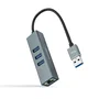 Nanocable 10.03.0407 Adaptador USB 3.0 a Ethernet Gigabit RJ45 + Hub 3 Puertos USB 3.0, Aluminio, Plug and Play, 10/100/1000 Mbps, Compatible Windows, Mac, Linux