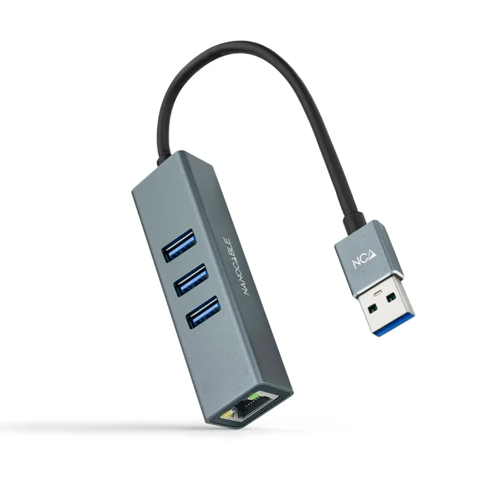 Nanocable 10.03.0407 Adaptador USB 3.0 a Ethernet Gigabit RJ45 + Hub 3 Puertos USB 3.0, Aluminio, Plug and Play, 10/100/1000 Mbps, Compatible Windows, Mac, Linux Nanocable 10.03.0407 Adaptador USB 3.0 a Ethernet Gigabit RJ45 + Hub 3 Puertos USB 3.0, Aluminio, Plug and Play, 10/100/1000 Mbps, Compatible Windows, Mac, Linux
