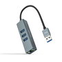 Nanocable Conversor USB 3.0 a Ethernet Gigabit + 3xUSB 3.0, Aluminio, Gris