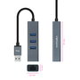 Nanocable Conversor USB 3.0 a Ethernet Gigabit + 3xUSB 3.0, Aluminio, Gris