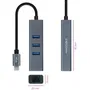 Nano Cable 10.03.0408 Hub USB-C a RJ45 Gigabit y 3xUSB 3.0, Gris