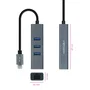 Nano Cable 10.03.0408 Hub USB-C a RJ45 Gigabit y 3xUSB 3.0, Gris