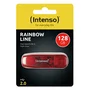 Intenso Pendrive Rainbow Line 128 GB USB 2.0, Tipo A, Velocidad Lectura 28 MB/s, Color Rojo Transparente