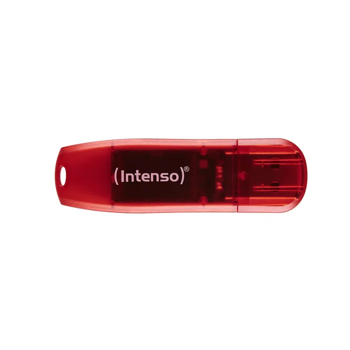 Intenso Pendrive Rainbow Line 128 GB USB 2.0, Tipo A, Velocidad Lectura 28 MB/s, Color Rojo Transparente Intenso Pendrive Rainbow Line 128 GB USB 2.0, Tipo A, Velocidad Lectura 28 MB/s, Color Rojo Transparente