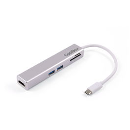 Coolbox Hub Coolbox Minidock USB Tipo C a HDMI, 2x USB 3.0, Lector Tarjetas SD/microSD - Adaptador USB-C para Portátiles, MacBook, Windows, Chromebook