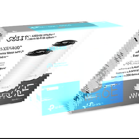 TP-Link Deco XE75 (2er Pack) AX5400 Wi-Fi 6E Mesh Sistema Tribanda, Cobertura 510 m2, Blanco, 4 Antenas Internas, Hasta 200 Dispositivos