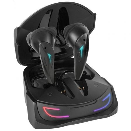 Mars Gaming MHI-Ultra Auriculares Inalámbricos TWS Bluetooth 5.3, ANC+ENC, Batería 24h, Carga Inalámbrica, RGB Flow, IPX4, Negros