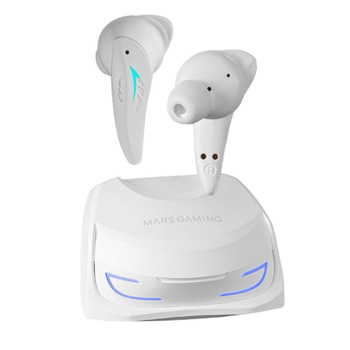 Mars Gaming Auriculares Inalámbricos MHIULTRA Bluetooth 5.3 Cancelación de Ruido ANC/ENC Batería 24h Carga Inalámbrica Color Blanco