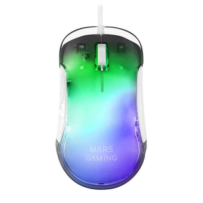Mars Gaming Ratón Gaming MMGLOWW Óptico 12800 DPI, RGB Chroma-Glow, 7 Botones, Cable Flexible Paracord, para PC, PS5, Xbox Series X/S - Blanco Mars Gaming Ratón Gaming MMGLOWW Óptico 12800 DPI, RGB Chroma-Glow, 7 Botones, Cable Flexible Paracord, para PC, PS5, Xbox Series X/S - Blanco