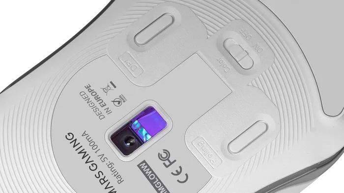 Mars Gaming MMGLOWW Ratón Gaming RGB para Mano Derecha, Sensor Óptico 12800 DPI, Iluminación Chroma-Glow 16.8M Colores, Cable Paracord, Ultraligero 75g, Color Blanco