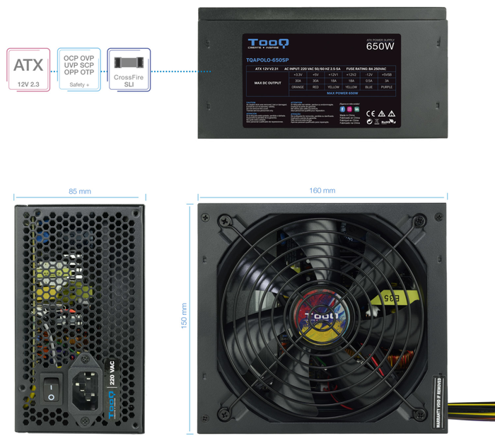 TOOQ TQAPOLO-650SP 650W ATX con PFC Activo TOOQ TQAPOLO-650SP 650W ATX con PFC Activo