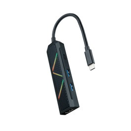 Nanocable Hub 4 En 1 USB-C: HDMI 4K 30Hz, 2x USB-A 3.2, 1x USB-C PD 100W, Aluminio Negro