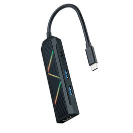 Nanocable Hub 4 En 1 USB-C: HDMI 4K 30Hz, 2x USB-A 3.2, 1x USB-C PD 100W, Aluminio Negro