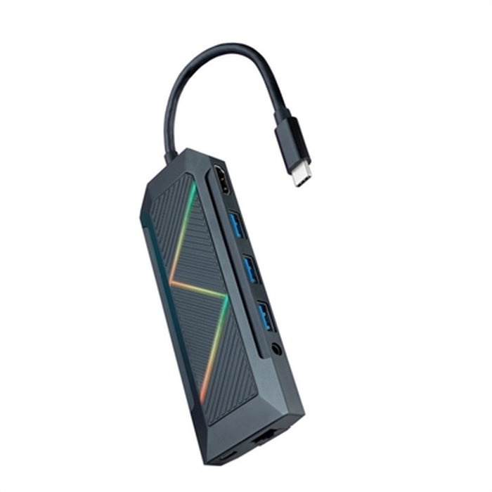 Nanocable Hub USB-C 9 en 1 10.16.0901 con HDMI 4K, RJ45 y Lectores de Tarjetas