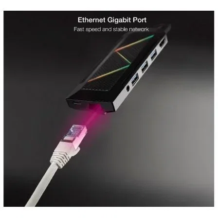 Nano Cable 10.16.0901 Docking USB Tipo-C 9 en 1: 3xUSB-A, USB-C PD, HDMI, RJ45, Lector SD/TF, Audio