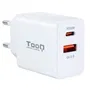 TooQ Cargador de Pared TQWC-2SC04WT 1xUSB Tipo-C 1xUSB 20W Carga Rápida PD QC3.0 Blanco