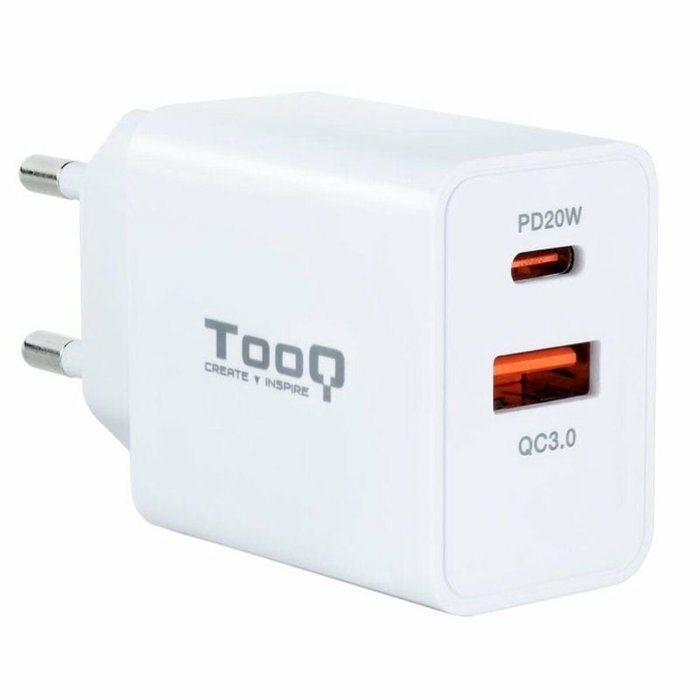 Tooq Cargador de Pared TQWC-2SC04WT 20W USB-C y USB-A Blanco Tooq Cargador de Pared TQWC-2SC04WT 20W USB-C y USB-A Blanco