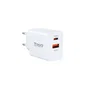 TooQ TQWC-2SC04WT Cargador de Pared USB-C Power Delivery 20W y USB-A Quick Charge 3.0 18W - Carga Rápida Dual - Blanco