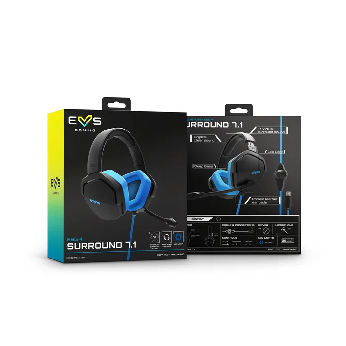 Energy Sistem Auriculares Gaming ESG-4 Blue con Micrófono para PC y Consolas